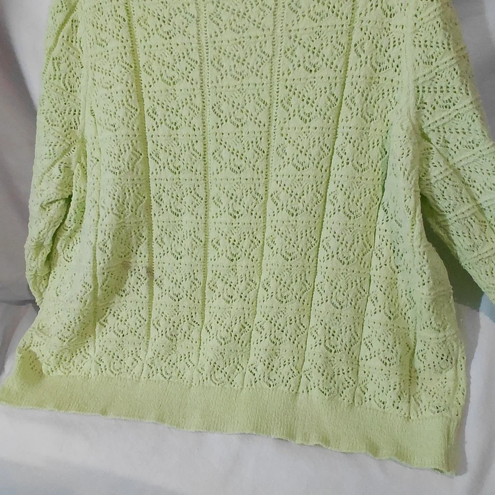 Mango Light Green Open Knit Cardigan - Picture 7 of 11